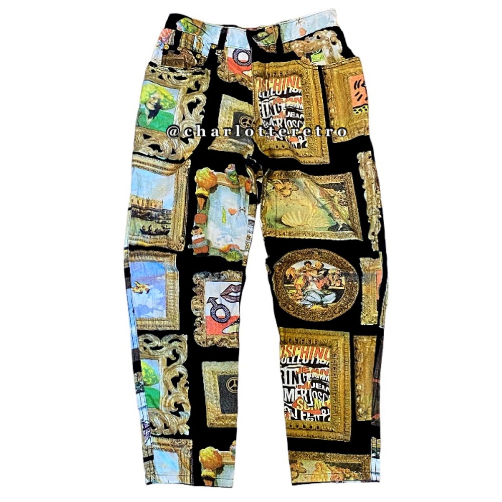 90s vtg MOSCHINO • Iconic Frame Art Gallery Trousers